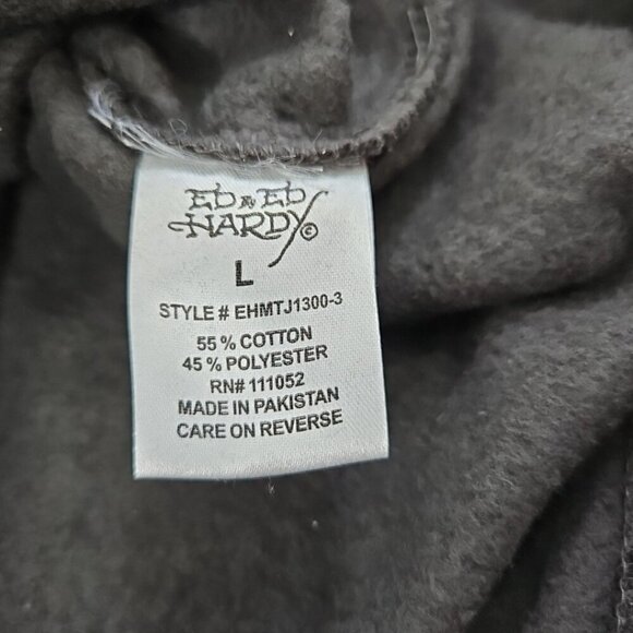 Ed Hardy Hoodie Men's L Black Pullover Sweatshirt Skull Grunge Goth Skate NEW - Picture 4 of 14